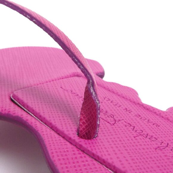 Auth Salvatore Ferragamo Bag Charm Name Tag Magenta Leather/Silvertone - e58520a - Picture 7 of 8